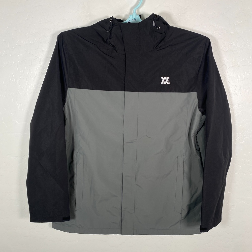 Dixxon Jacket Mens XL Gray Black Full Zip Waterproof Rain Windbreaker Hooded New